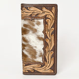 BAR H EQUINE Rodeo Floral Bifold & Trifold Wallet For Men Women HairOn Genuine Leather Brown