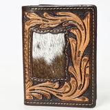 BAR H EQUINE Rodeo Floral Bifold & Trifold Wallet For Men Women HairOn Genuine Leather Brown