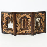 BAR H EQUINE Rodeo Floral Bifold & Trifold Wallet For Men Women HairOn Genuine Leather Brown