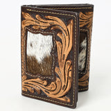 BAR H EQUINE Rodeo Floral Bifold & Trifold Wallet For Men Women HairOn Genuine Leather Brown