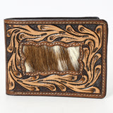 BAR H EQUINE Rodeo Floral Bifold & Trifold Wallet For Men Women HairOn Genuine Leather Brown