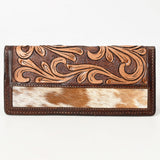 BAR H EQUINE Rodeo Floral Bifold & Trifold Wallet For Men Women HairOn Genuine Leather Brown