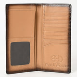 BAR H EQUINE Rodeo Floral Bifold & Trifold Wallet For Men Women HairOn Genuine Leather Brown