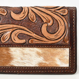 BAR H EQUINE Rodeo Floral Bifold & Trifold Wallet For Men Women HairOn Genuine Leather Brown