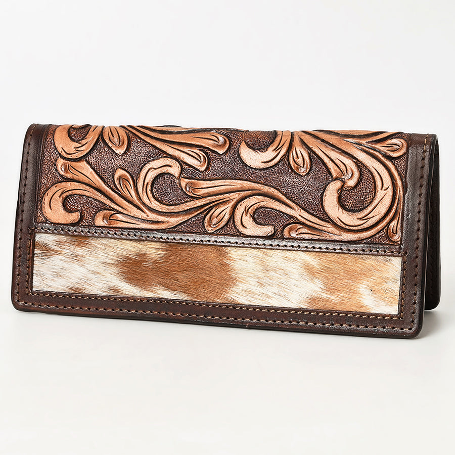 BAR H EQUINE Rodeo Floral Bifold Wallet For Men Women HairOn Genuine Leather Brown - Uhorse