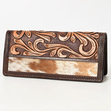 BAR H EQUINE Rodeo Floral Bifold & Trifold Wallet For Men Women HairOn Genuine Leather Brown