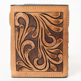 BAR H EQUINE Rodeo Floral Bifold & Trifold Wallet For Men Women HairOn Genuine Leather Brown