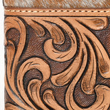 BAR H EQUINE Rodeo Floral Bifold & Trifold Wallet For Men Women HairOn Genuine Leather Brown