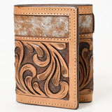 BAR H EQUINE Rodeo Floral Bifold & Trifold Wallet For Men Women HairOn Genuine Leather Brown