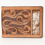 BAR H EQUINE Rodeo Floral Bifold & Trifold Wallet For Men Women HairOn Genuine Leather Brown