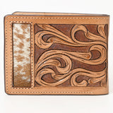 BAR H EQUINE Rodeo Floral Bifold & Trifold Wallet For Men Women HairOn Genuine Leather Brown