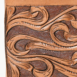 BAR H EQUINE Rodeo Floral Bifold & Trifold Wallet For Men Women HairOn Genuine Leather Brown