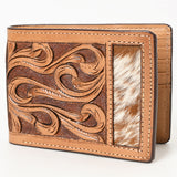 BAR H EQUINE Rodeo Floral Bifold & Trifold Wallet For Men Women HairOn Genuine Leather Brown