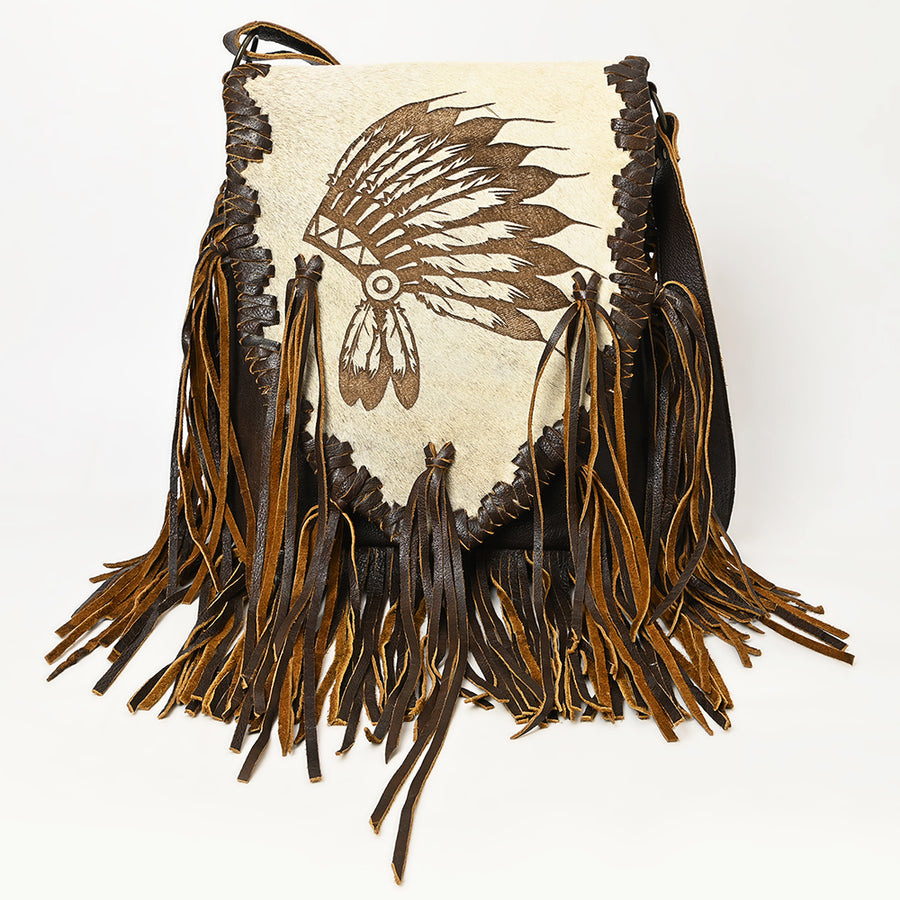 American Darling Messenger Bag Western Hair-On Cowhide Genuine Leather Handcrafted Crossbody Purse with Fringes and YKK Zipper