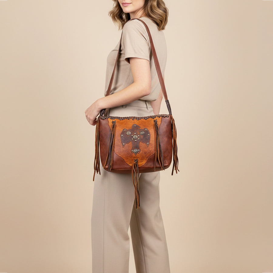 American Darling Hobo Bag Western Genuine Leather Handcrafted Slouchy Shoulder Purse with Fringes and YKK Zipper
