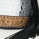 American Darling Sling Hand Tooled Crocodile Embossed Genuine Leather Women Bag Western Handbag Purse