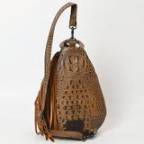 American Darling Sling Hand Tooled Crocodile Embossed Genuine Leather Women Bag Western Handbag Purse