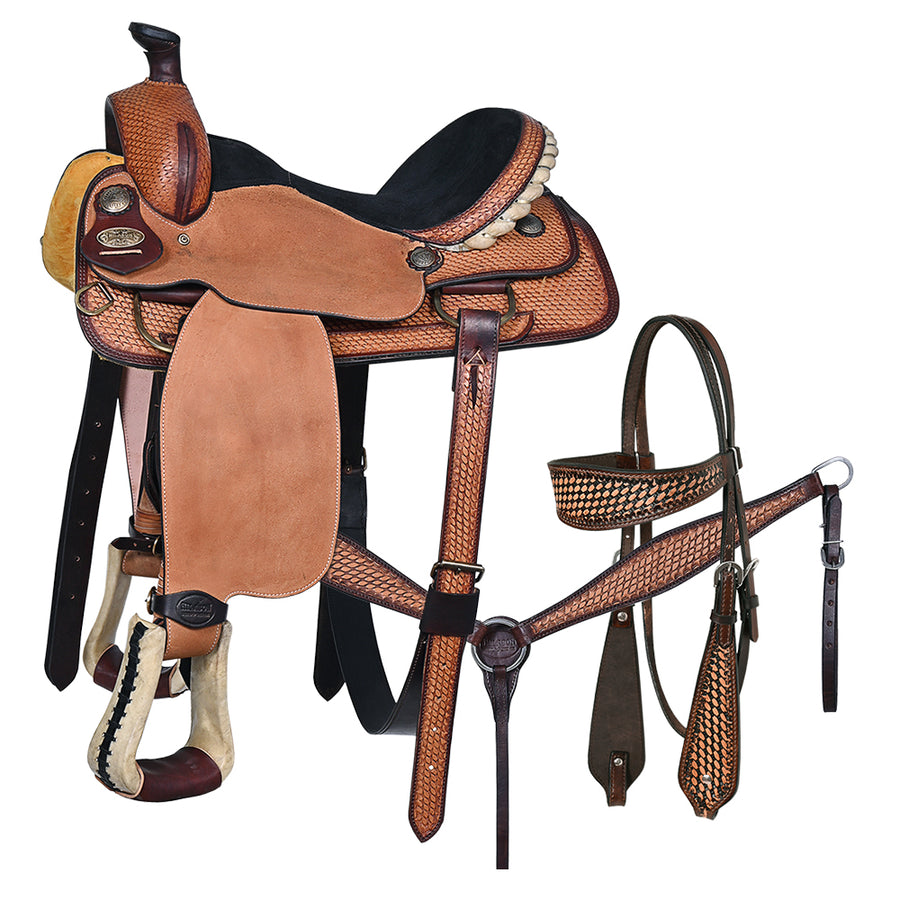 16 In HILASON Western Horse Ranch Roping American Leather Saddle Brown - Uhorse