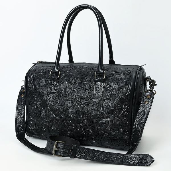 American Darling Hand-Tooled Leather Duffel Bag | Floral Carved Travel Carryall - Uhorse
