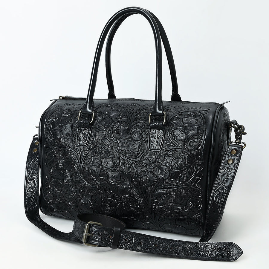 American Darling Hand-Tooled Leather Duffel Bag | Floral Carved Travel Carryall - Uhorse