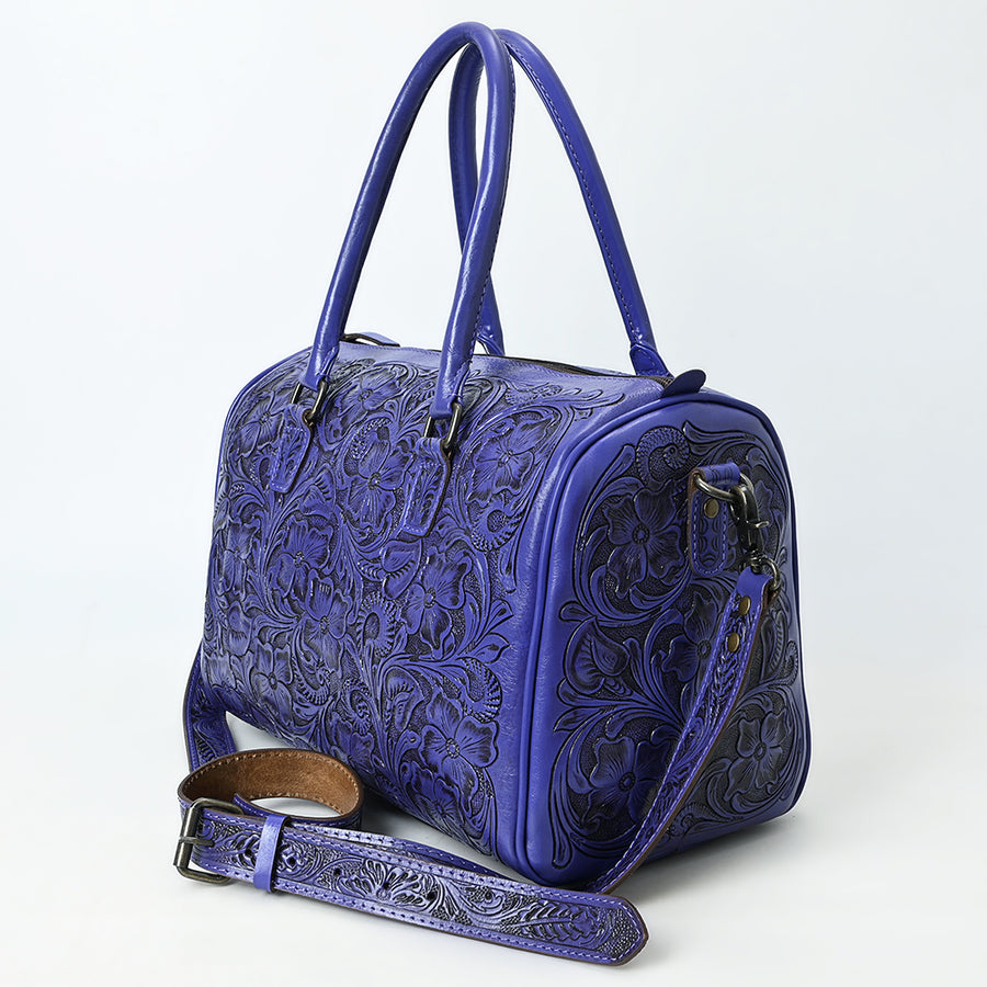 American Darling Western Travel Duffel Bag Handcrafted from Hand-Tooled Genuine Leather | Floral Carved & Vegetable Tanned Leather
