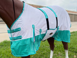 66 In - 84 In Hilason Horse Fly Sheet Uv Protect Mesh Bug Mosquito Summer White/Turquoise