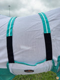 HILASON 66"-84" Horse Fly Sheet UV Protect Mesh Bug Mosquito Summer White/Turquoise | Horse Fly Sheet | Horse Western Fly Sheet | Fly Sheets for Horses | Mosquitoes Protection for Horses