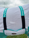 66 In - 84 In Hilason Horse Fly Sheet Uv Protect Mesh Bug Mosquito Summer White/Turquoise