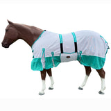 66 In - 84 In Hilason Horse Fly Sheet Uv Protect Mesh Bug Mosquito Summer White/Turquoise