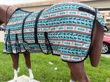 HILASON 66"-84" Horse Fly Sheet UV Protect Mesh Bug Mosquito Summer White Turquoise | Horse Fly Sheet | Horse Western Fly Sheet | Fly Sheets for Horses | Mosquitoes Protection for Horses