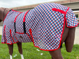 HILASON 66"-84" Horse Fly Sheet UV Protect Mesh Bug Mosquito Summer Blue/Red Plaid | Horse Fly Sheet | Horse Western Fly Sheet | Fly Sheets for Horses | Mosquitoes Protection for Horses