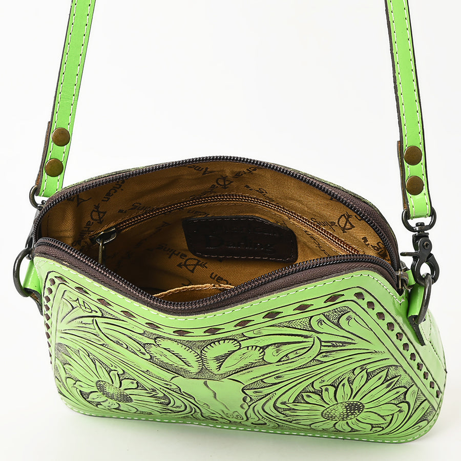 American Darling Wallet for Women, Hand Tooled Floral Leather, Vegetable-Tanned Full Grain Western Clutch with YKK Zipper