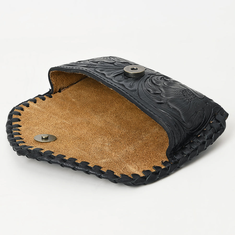 American Darling Western Sunglass Case Hand Tooled Floral Carved Genuine Leather 3in (H) X 6.5in (W) X 1in (D)