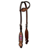 Bar H Equine Western Leather Horse Tack Set Floral Carved Beeded Inlay