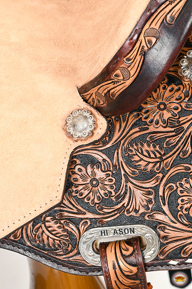 HILASON Flex Tree Western Horse Saddle in American Leather Barrel Trail | for Horses