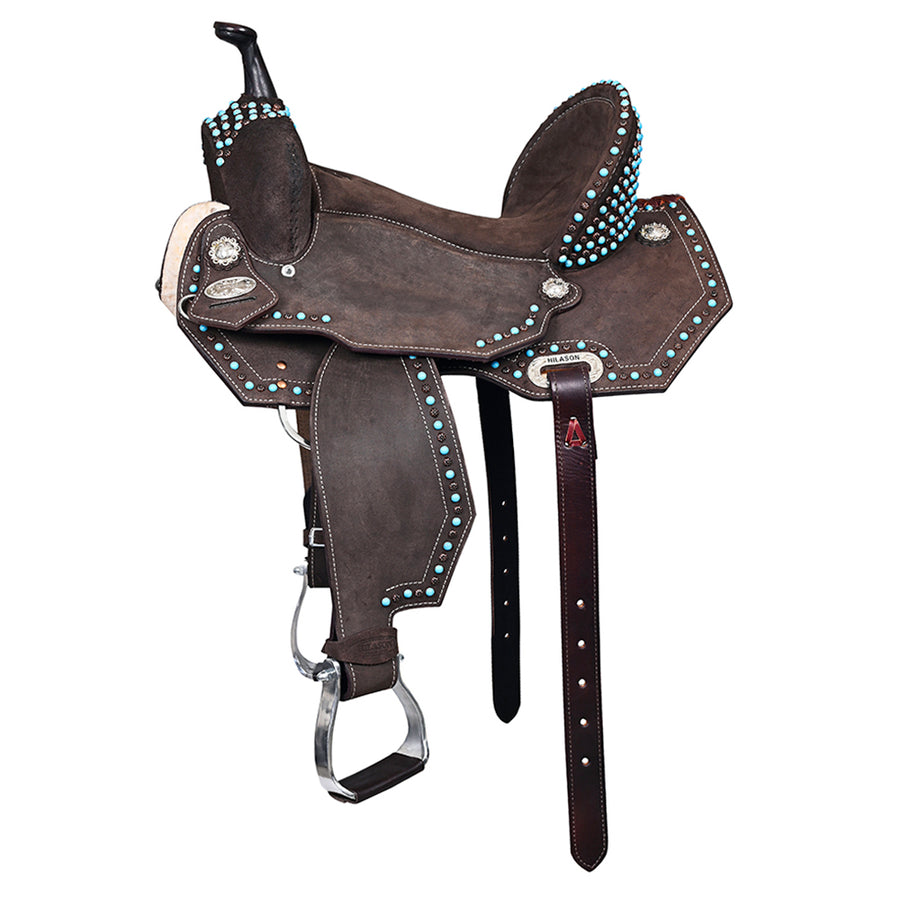 Hilason Western Horse Flex Tree Barrel Trail In Suede Leather Saddle & Biothane Tack Set