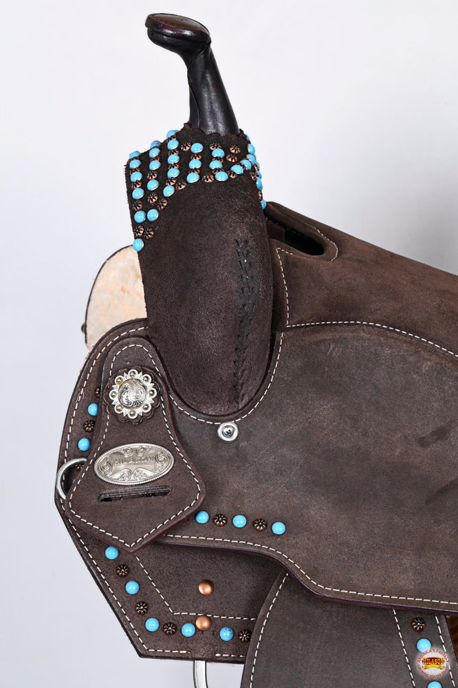 Hilason Western Horse Flex Tree Barrel Trail In Suede Leather Saddle & Biothane Tack Set