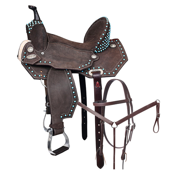 Hilason Western Horse Flex Tree Barrel Trail In Suede Leather Saddle and Biothane Tack Set - Uhorse