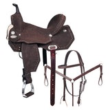 Hilason Western Horse Flex Tree Barrel Trail In Suede Leather Saddle and Biothane Leather Tack Set - Uhorse