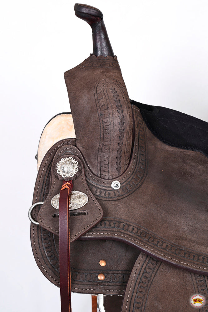 Hilason Western Horse Flex Tree Barrel Trail American Leather Saddle & Biothane Tack Set