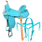 Hilason Western Horse Flex Tree Barrel Trail In Suede Leather Saddle & Biothane Tack Set