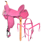 Hilason Western Horse Flex Tree Barrel Trail In Suede Leather Saddle & Biothane Leather Tack Set