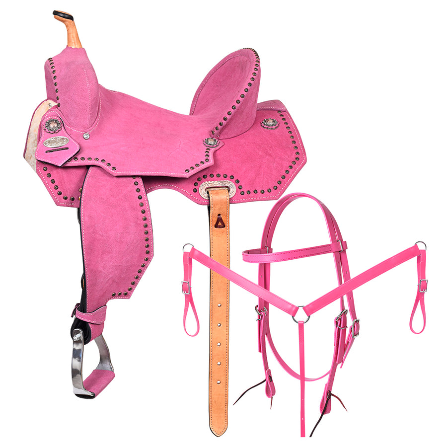 Hilason Western Horse Flex Tree Barrel Trail In Suede Leather Saddle and Biothane Tack Set - Uhorse