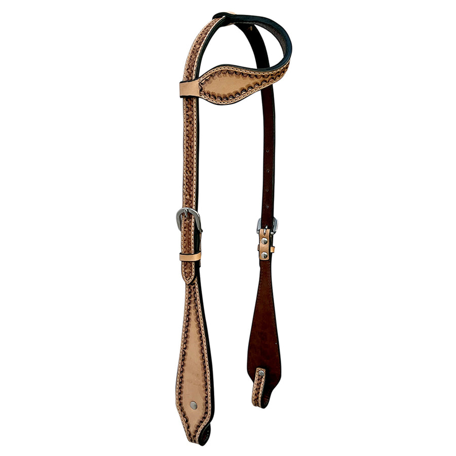 Bar H Equine Western Genuine Leather Horse One Ear Headstall Tan - Uhorse