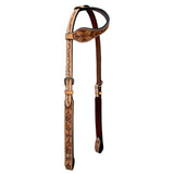 Bar H Equine W. Leather Floral Carved One Ear Headstall Tan by Hilason – Cowboy and equestrian accessories