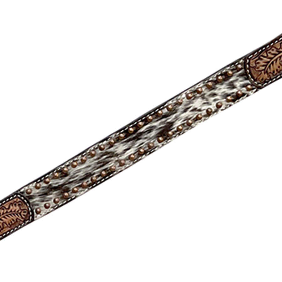Bar H Equine Western Hair On Leather Headstall & Breast Collar Floral Brown