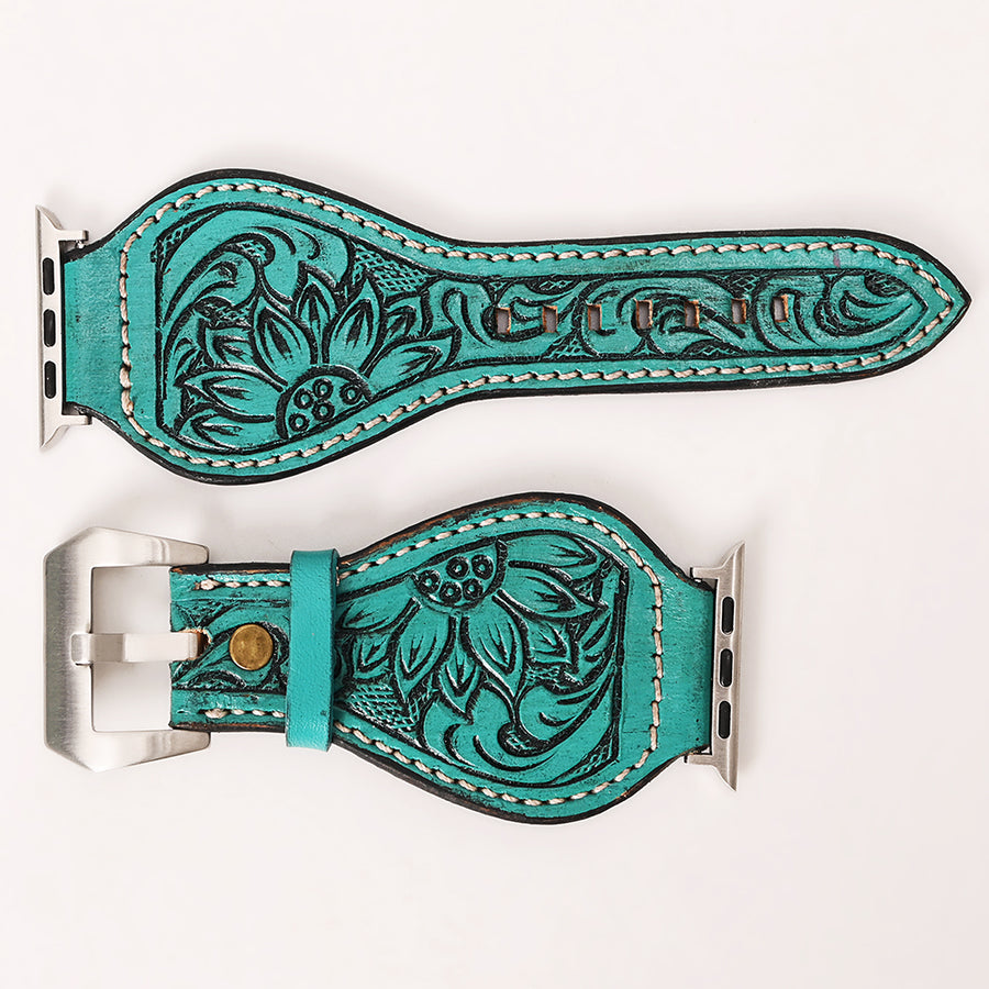 American Darling Beautifully Hand Tooled Painted Genuine Leather I watch Strap Men and Women Unisex