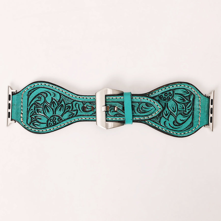 American Darling Beautifully Hand Tooled Painted Genuine Leather I watch Strap Men and Women Unisex