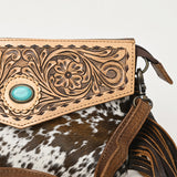 American Darling Adbg1484 Envelope Hand Tooled Hair-On Genuine Leather Women Bag Western Handbag Purse