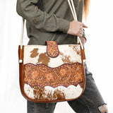 American Darling Adbg1485 Cross Body I Hand Tooled Hair-On Genuine Leather Women Bag Western Handbag Purse